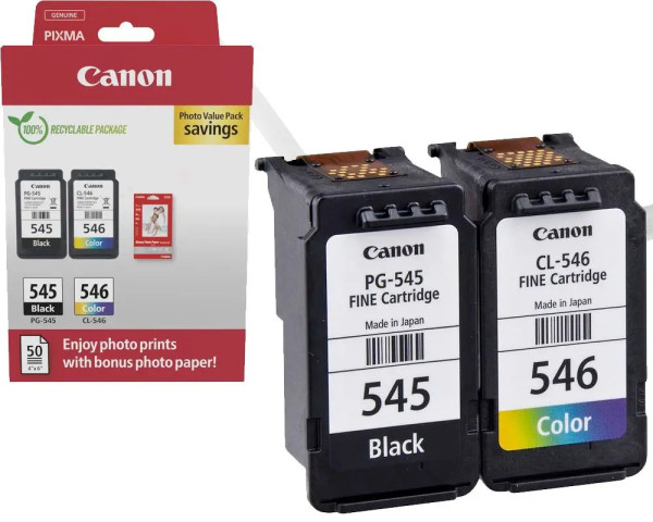 Canon PG-545/CL-546 Original-Multipack + 50 Blatt Fotopapier